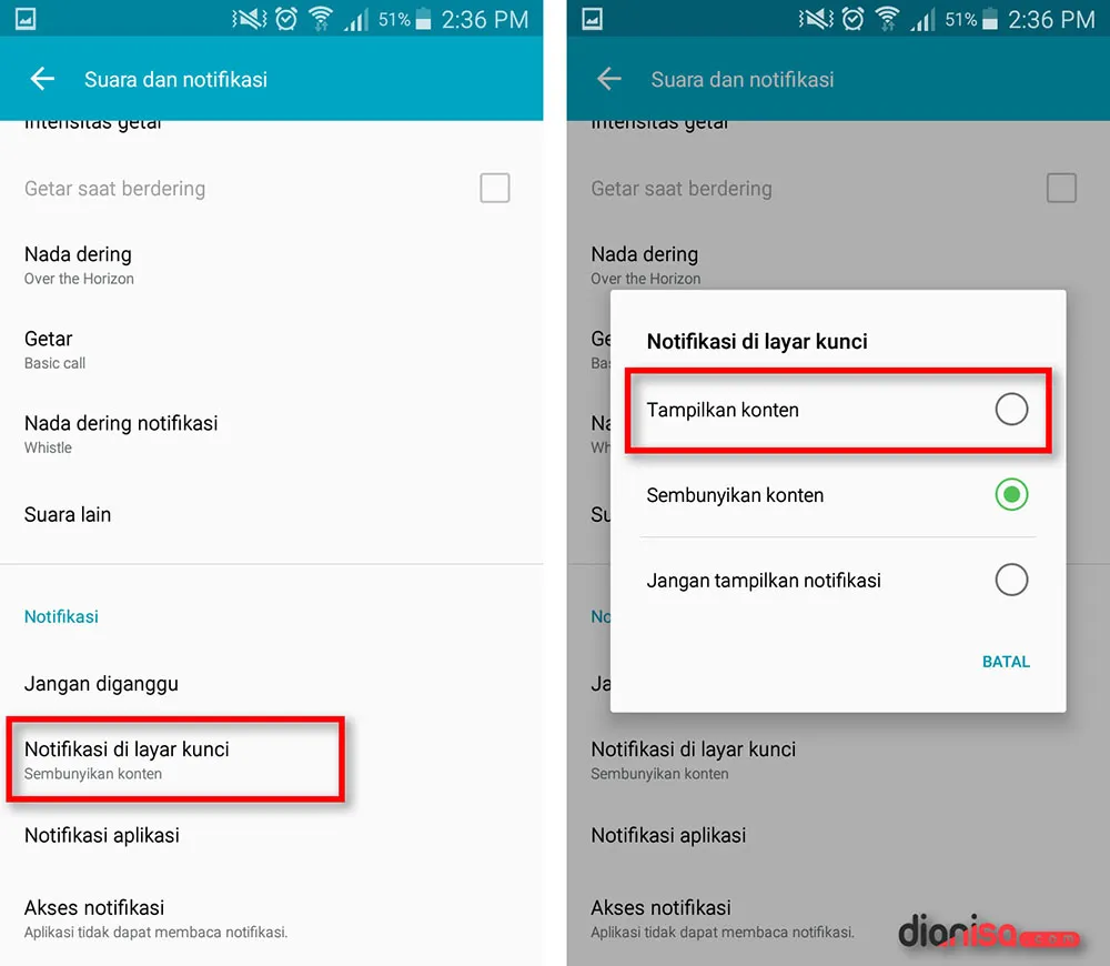 Notifikasi Layar Kunci SAMSUNG