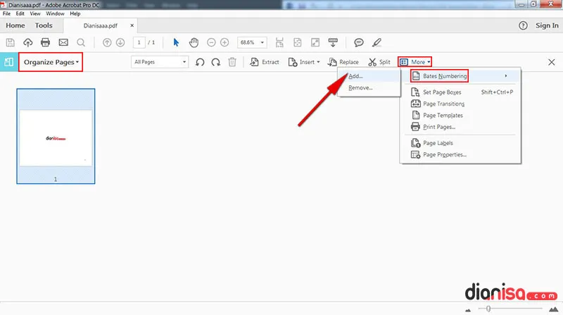 Page Number in Adobe Acrobat DC
