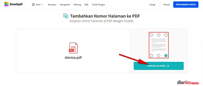 Page Number in SmallPDF