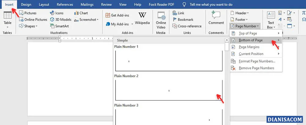 1 Membuat Nomor Halaman