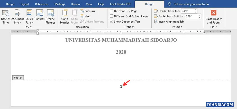 2 Menambahkan Nomor Halaman