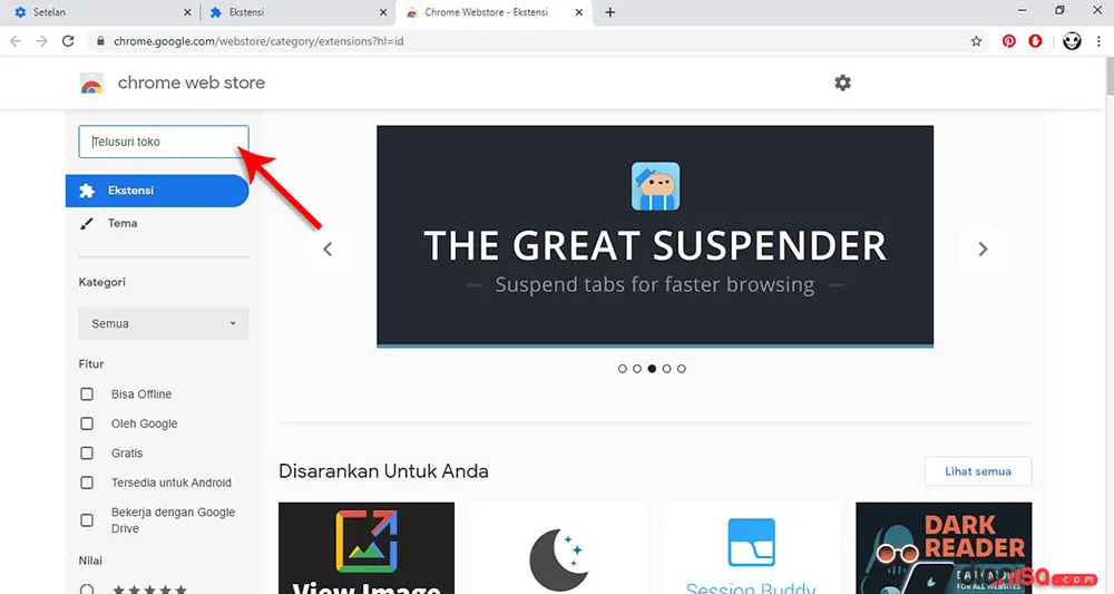 4. Chrome web Store Pencarian Ekstensi
