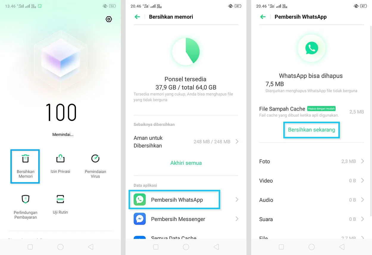 Gunakan Aplikasi Pembersih WhatsApp