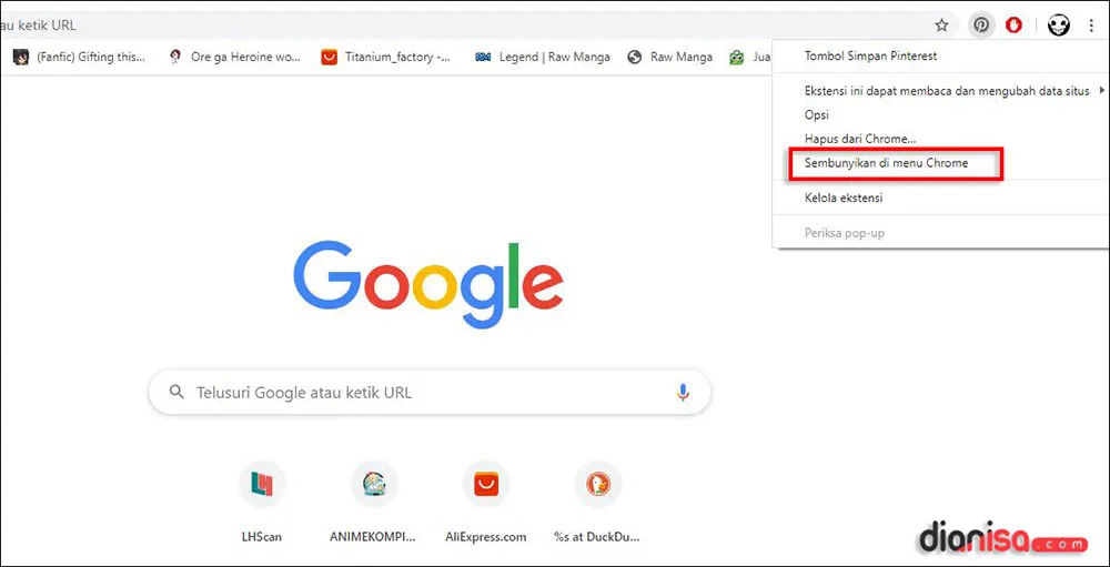 Menyembunyikan Ekstensi Chrome