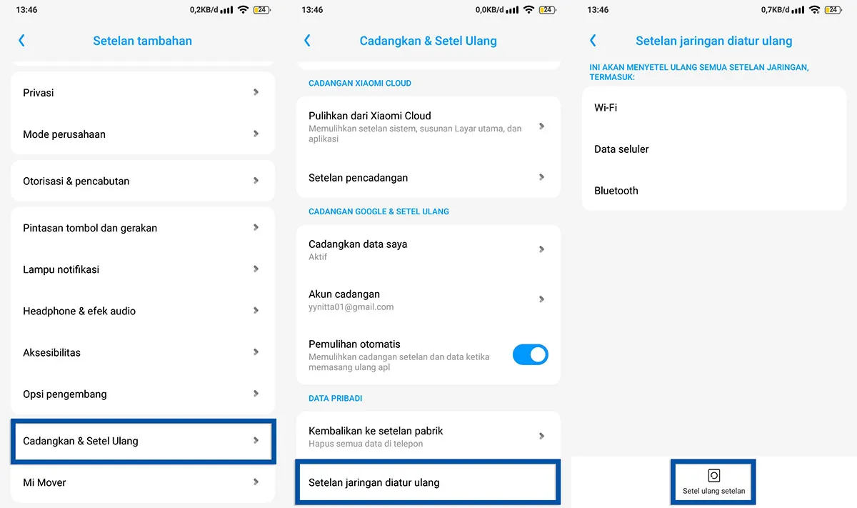 Setel Ulang Jaringan Android