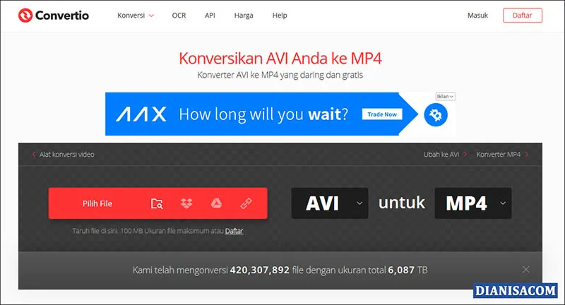 Cara Mengubah AVI ke MP4 Online