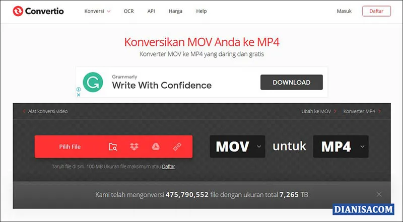 Cara Convert MOV ke MP4 Online