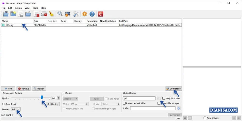 2 Memperkecil Gambar dengan Caesium