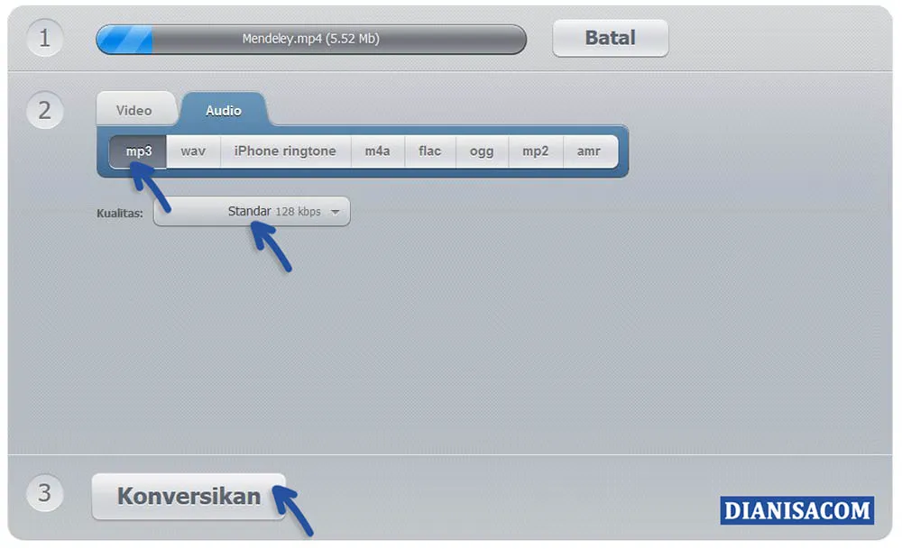 2 Mengganti Video MP4 ke MP3