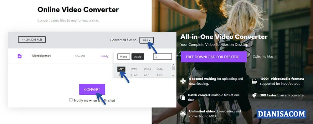 2 Ubah Format MP4 ke MP3 Gratis