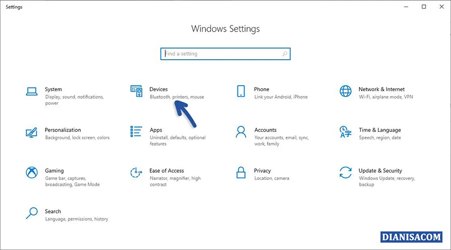 1 Masuk menu Settings Device Windows