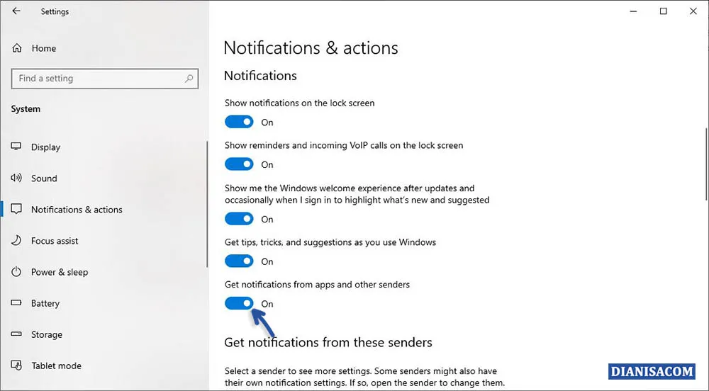 2 Matikan Semua Notifikasi Windows 10