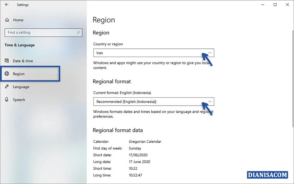 2 Mengganti Format Region Windows 10