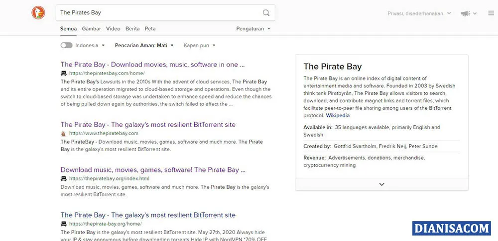 2 Pencarian Situs Torrent via Duckduckgo