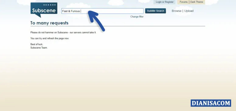 1 Klik Pencarian di Subscene.com