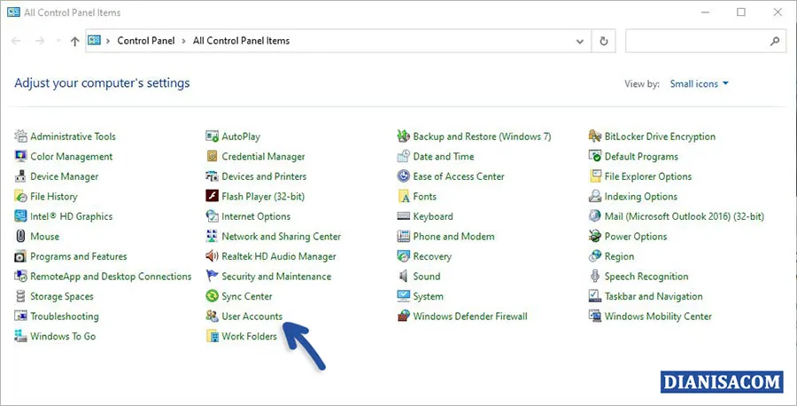 1 Masuk Menu User Accounts Windows 10