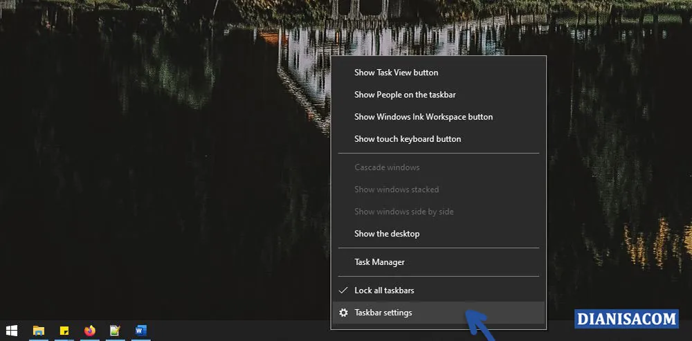 1 Memilih fitur Taskbar Windows 10
