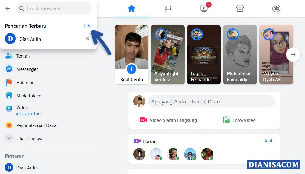 1 Riwayat Pencarian Facebook