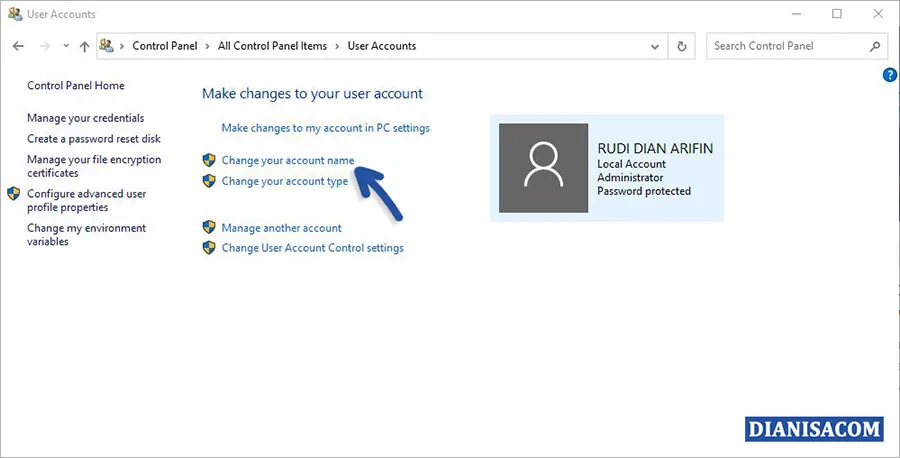 2 Edit Nama Akun Windows 10