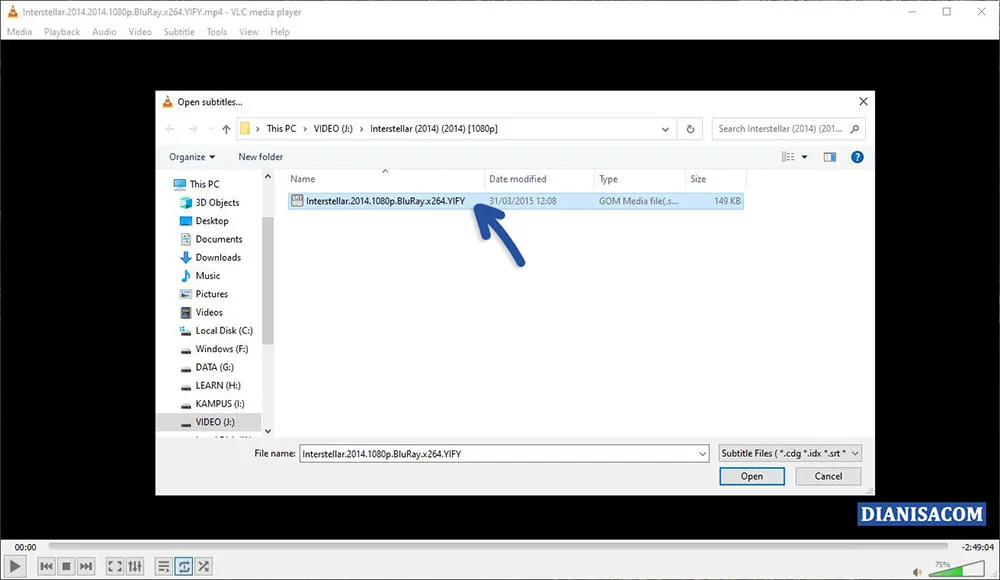 2 Masukkan Subtitle ke VLC Media Player