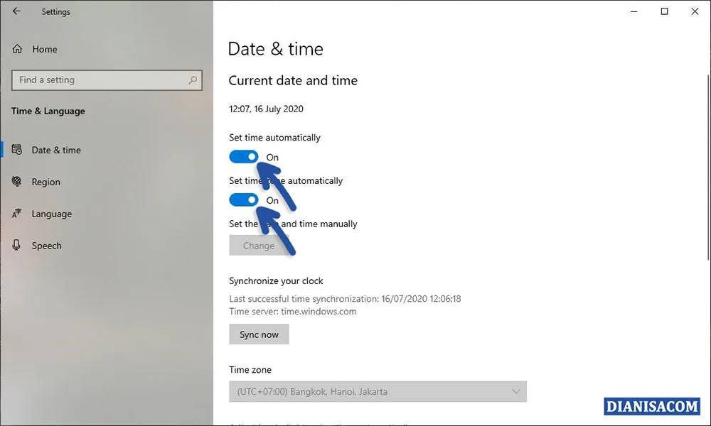 2 Mematikan Set Time dan Set Zone Automatically