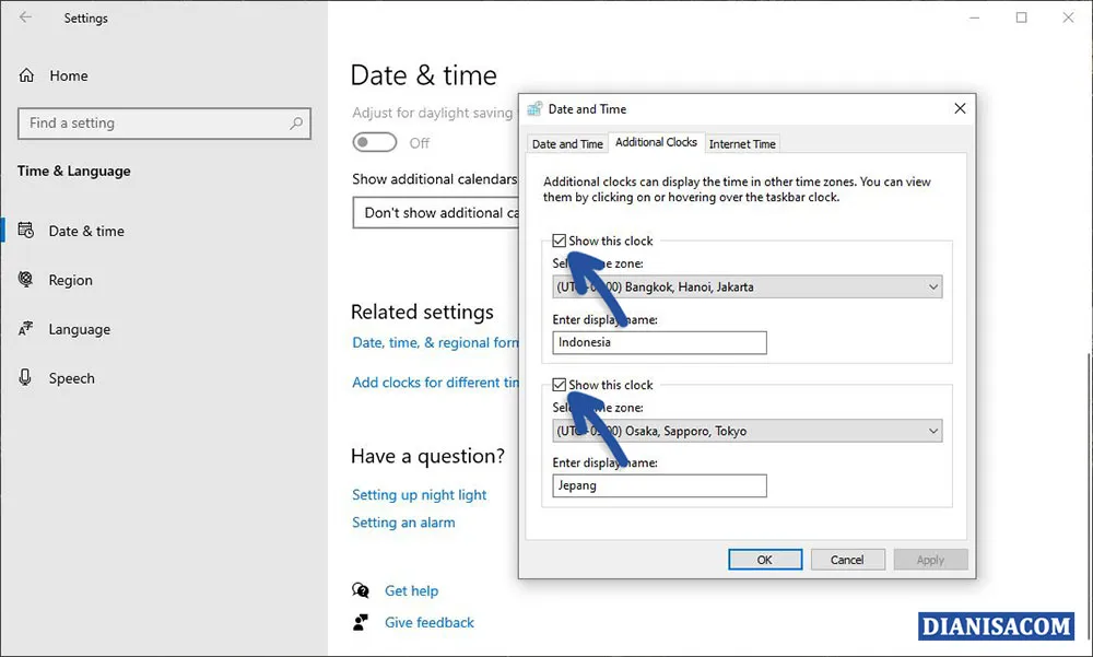 2 Menambahkan Zona Waktu Lain Windows 10