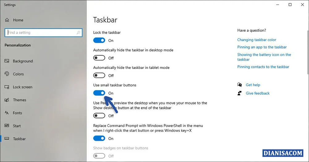 2 Mengecilkan Icon Taskbar Windows 10