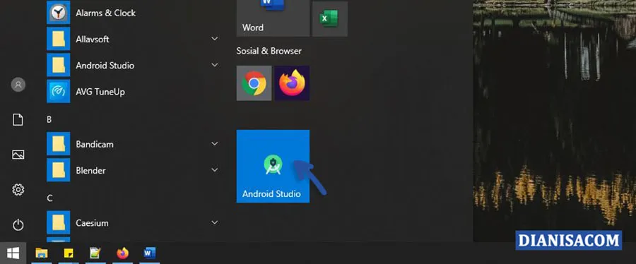 2 Tampilan Software di Bilah Kanan Start menu