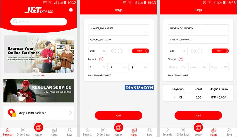 Cek Ongkir Aplikasi J&T