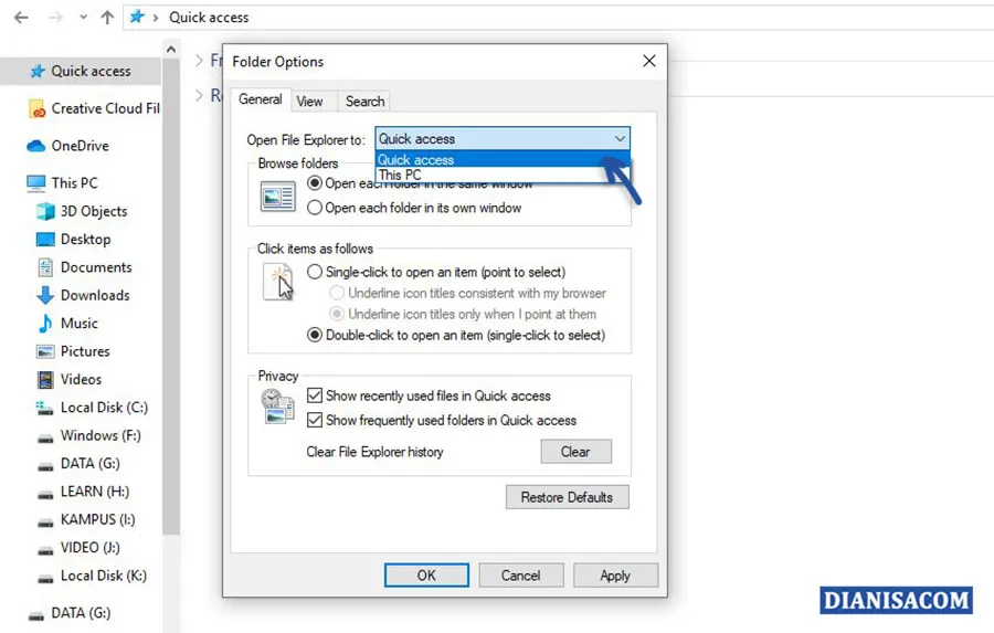 Menampilkan Quick Access Windows 10