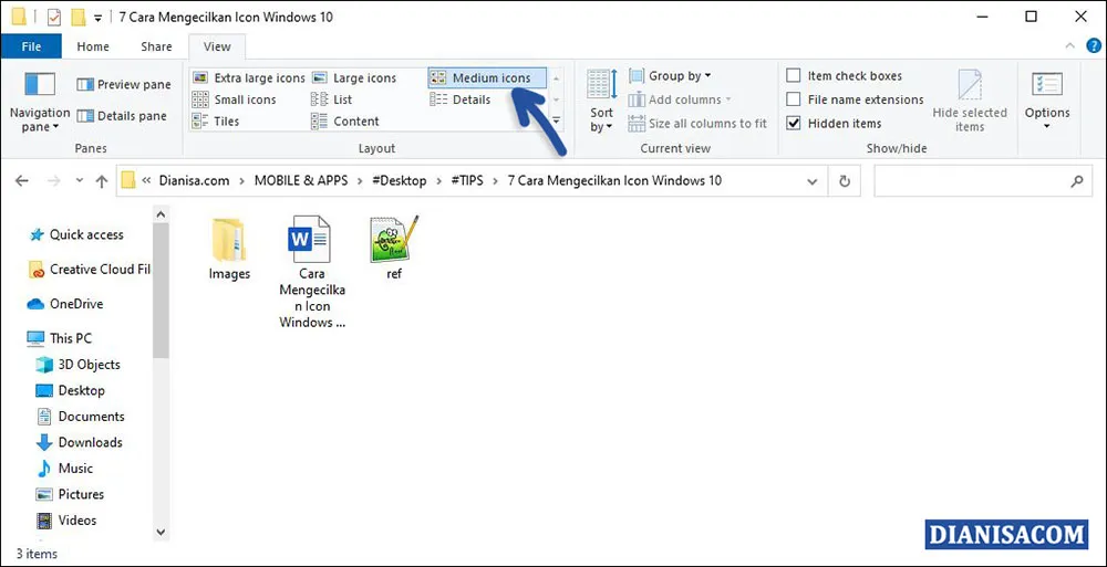 Mengecilkan Icon Folder Windows 10