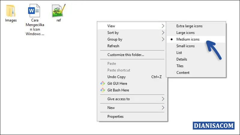 Mengecilkan Icon di File Explorer Windows 10
