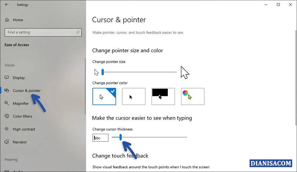 Mengubah Ketebalan Pointer Windows 10