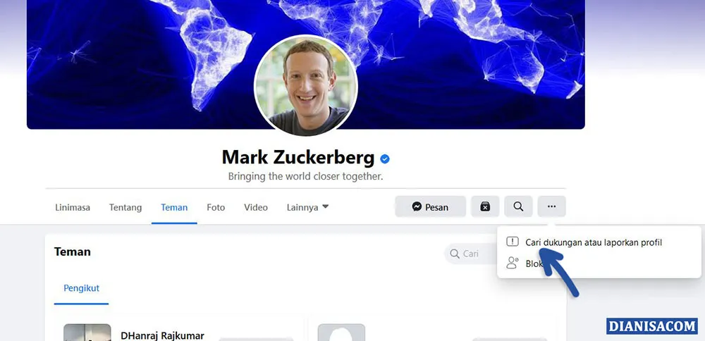 1 Pilih Cari Dukungan atau Laporkan Akun