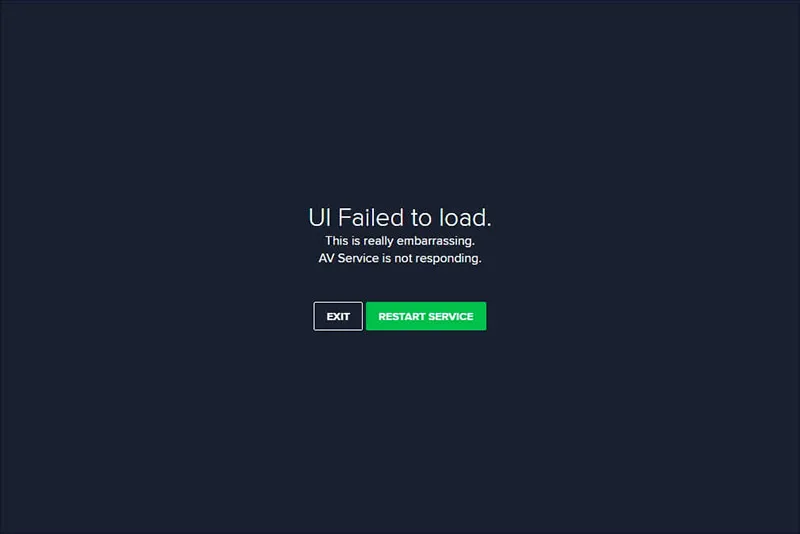 1 UI Failed to Load Avast Windows