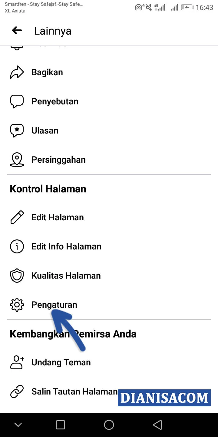 2 Pilih menu Pengaturan Facebook