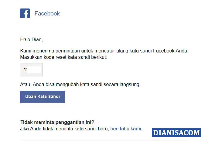 3 Dapatkan Kode Reset dari Email Facebook