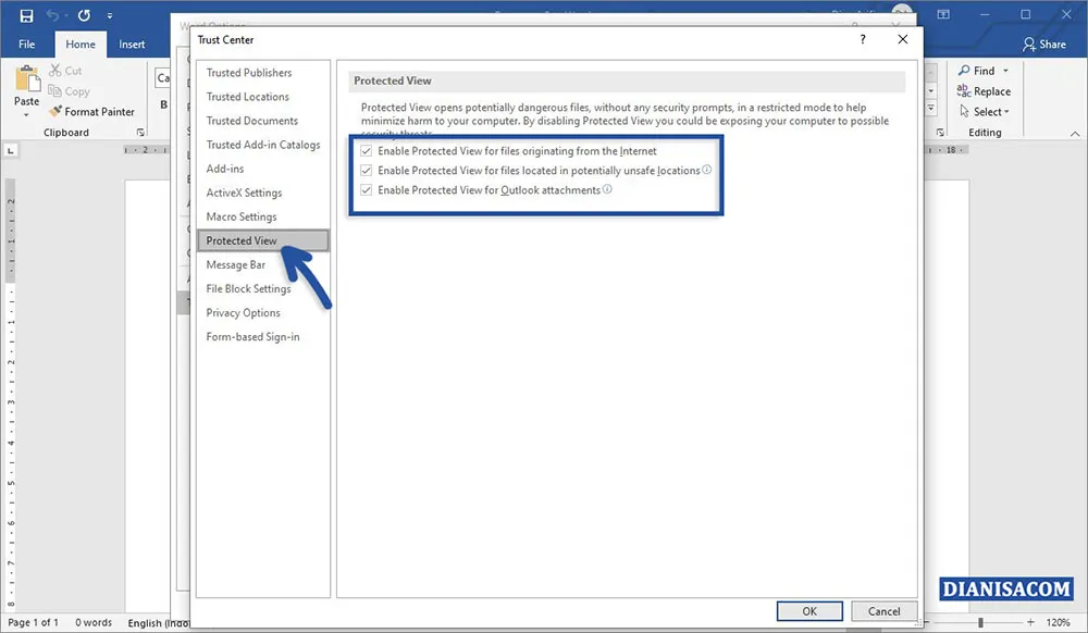 3 Disable Protected View Microsoft Word