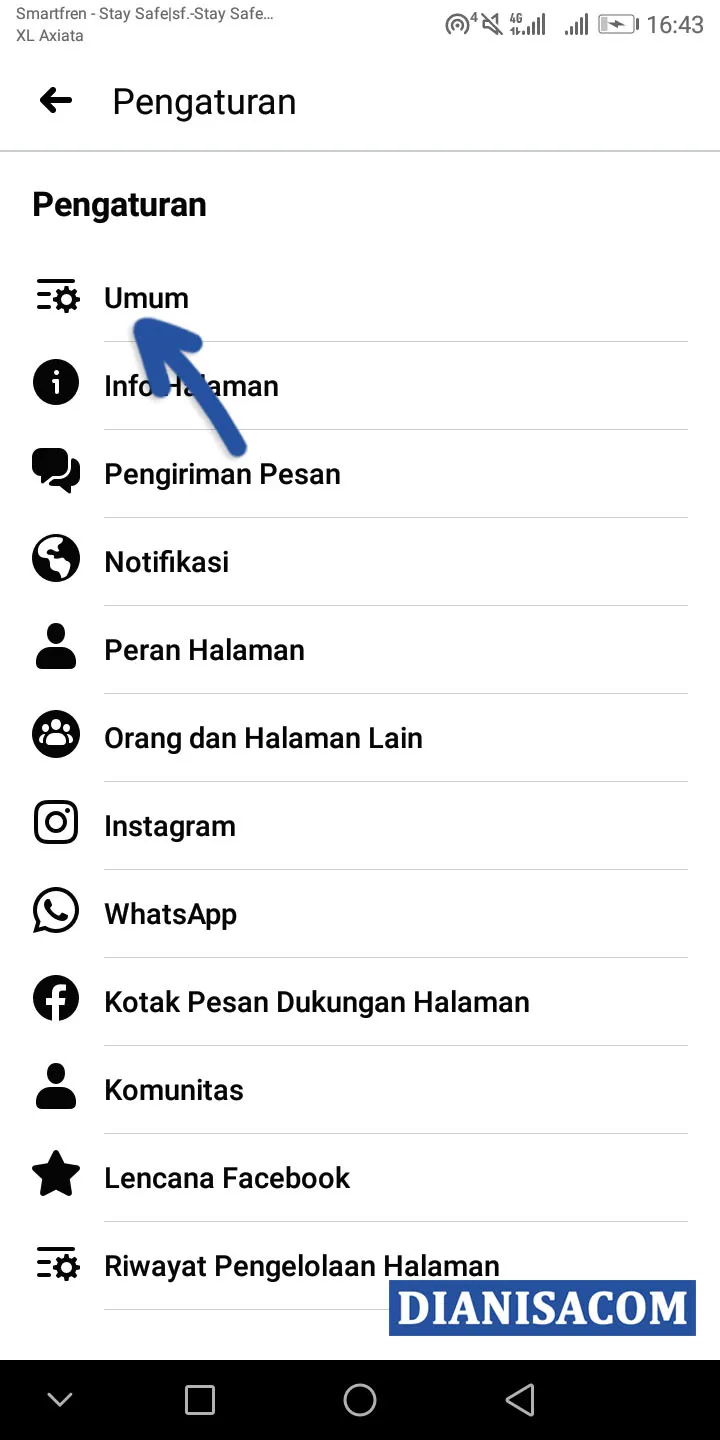 3 Pilih menu Umum Facebook