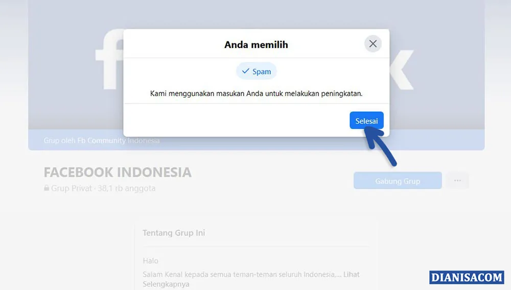 3 Selesai dalam Report Grup Facebook
