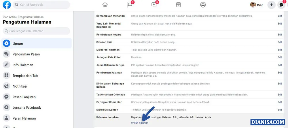 3 Unduh Semua Data Halaman Facebook