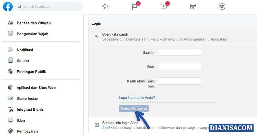 4 Buat Password Baru Facebook