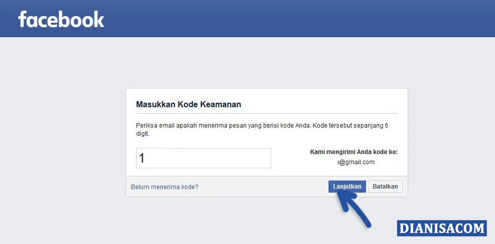 4 Masukkan Kode Reset Facebook