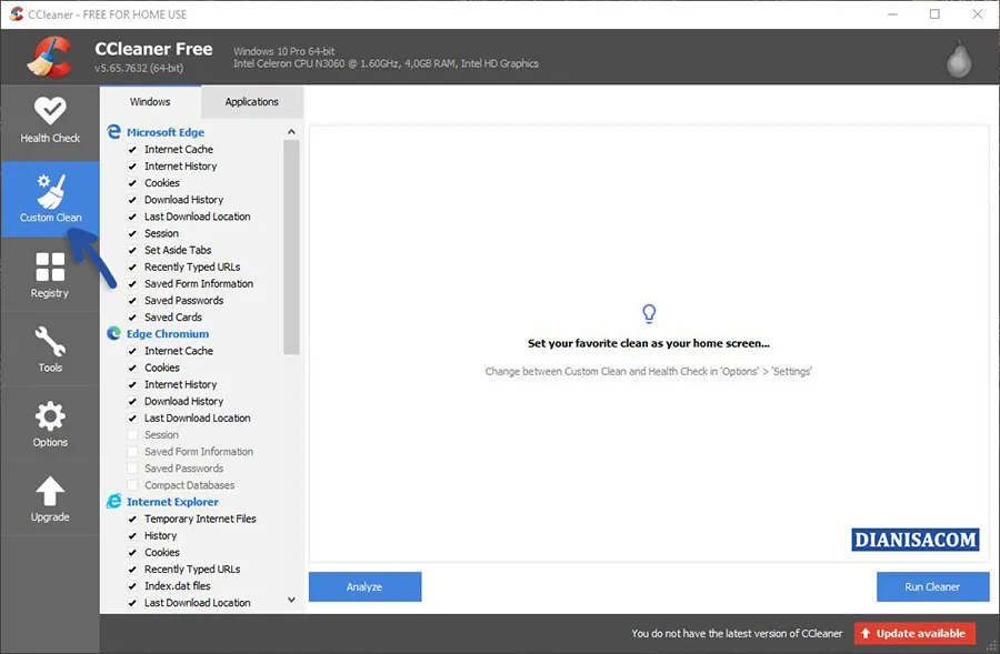 Bersihkan Cache dengan CCleaner Windows