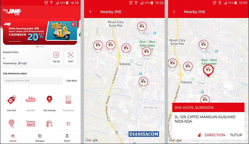 Cek Kantor JNE Aplikasi