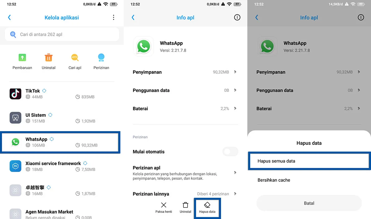 Hapus Data Aplikasi Android