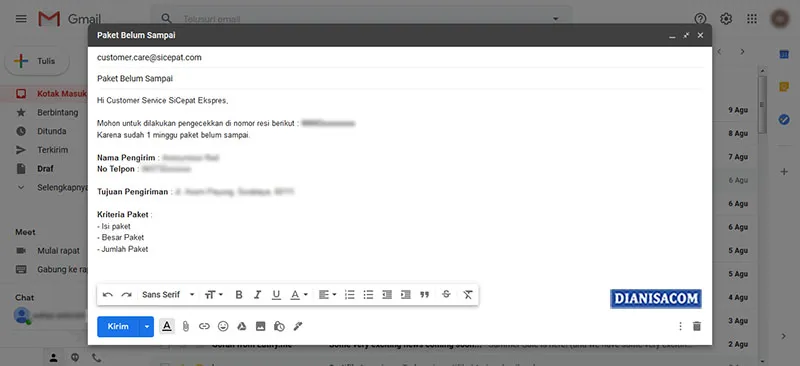 Komplain Email SiCepat