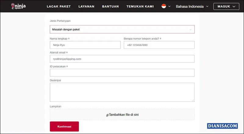 Komplain Website Ninja Xpress