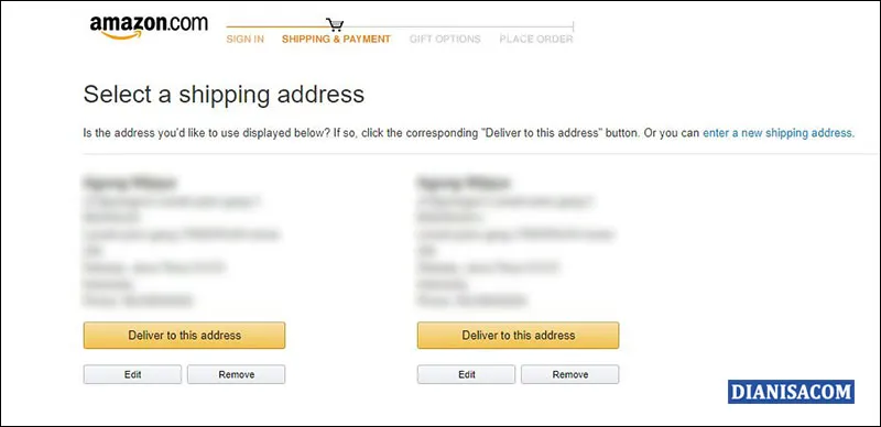 Opsi Kirim Alamat Pengiriman