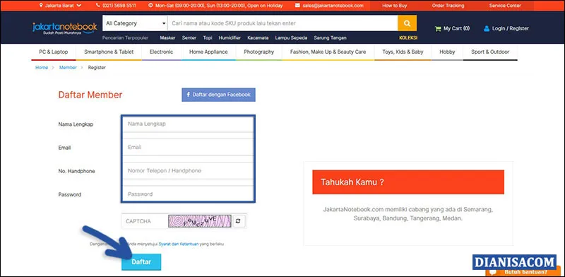 Daftar Akun Jakartanotebook